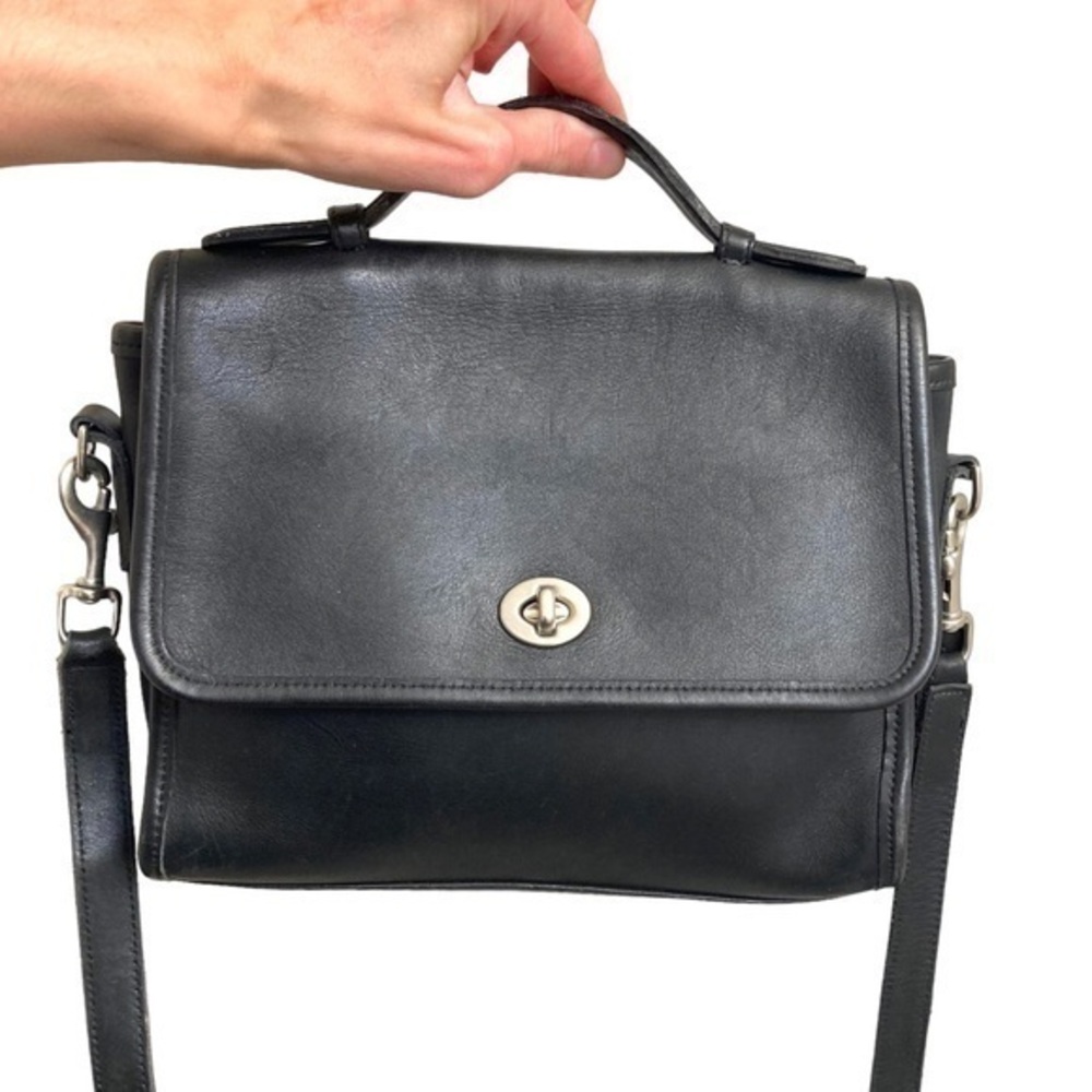 Coach 9870 black leather court bag made in Costa Rica black nickel
